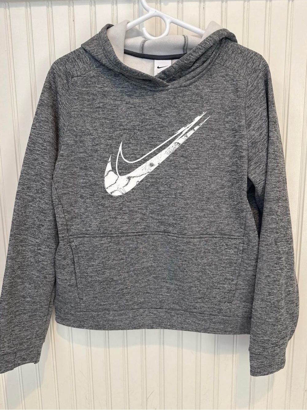 Nike Gray Heather Pullover Hoodie with White Swoosh